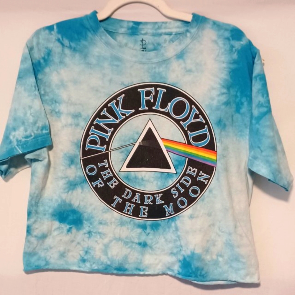 Pink Floyd Album Cover Dark Side of the Moon Tye Dye Crop Top Tee Shirt